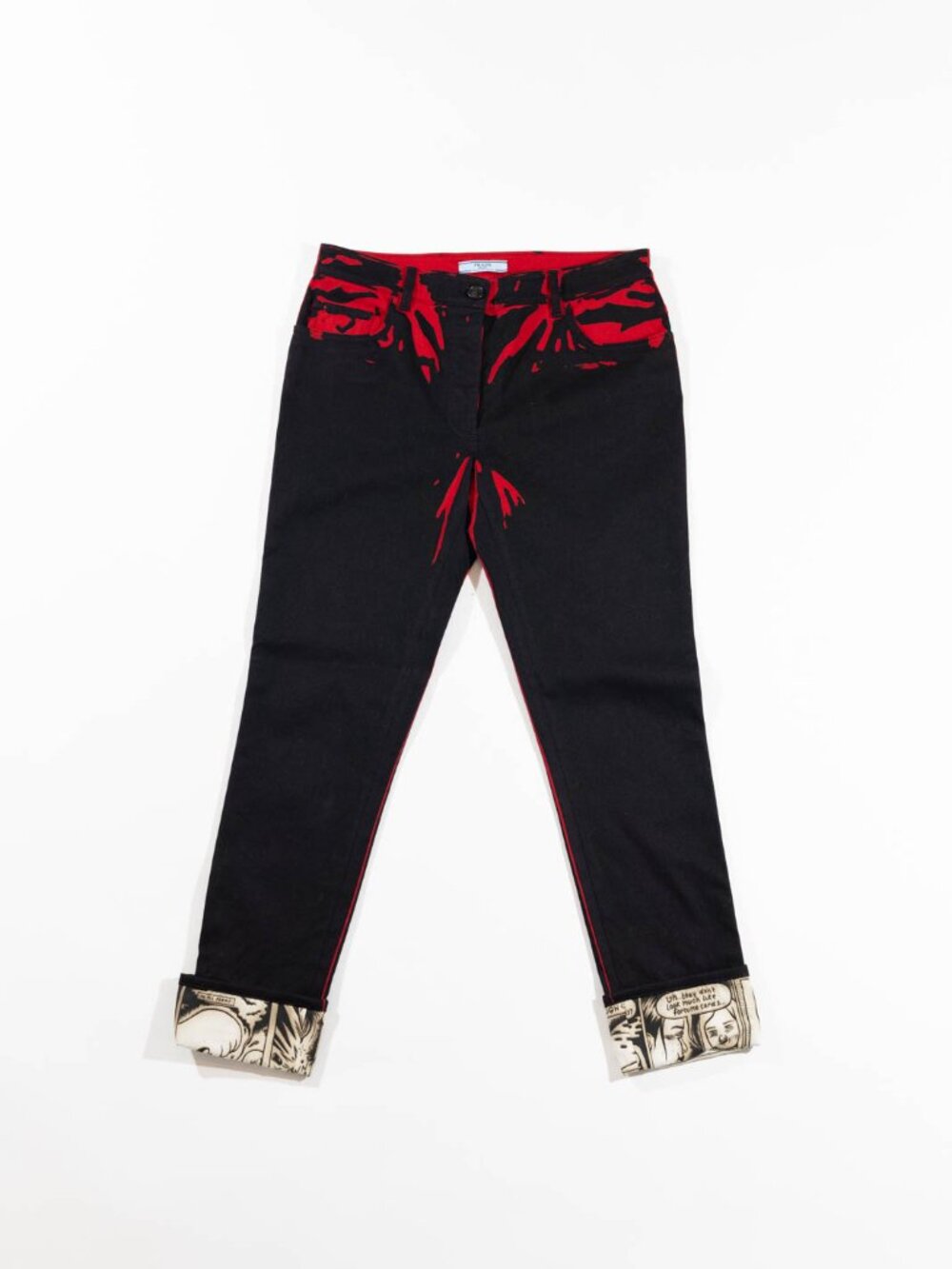 Prada Graphic Print Jeans With Comic Strip Ankle Cuffs